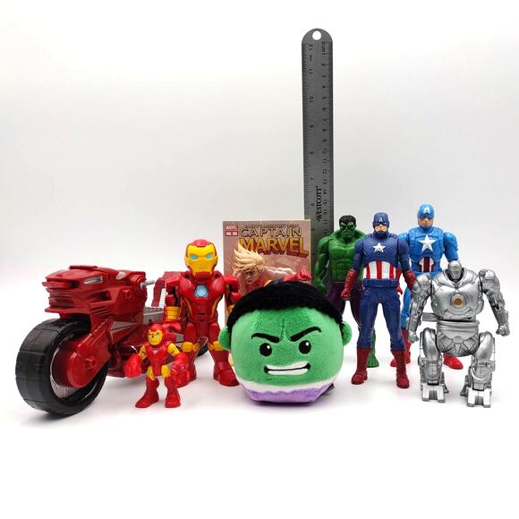 9 Marvel Action Figure Collectibles Iron Man Hulk Captain America Motorcycle Lot - Picture 7 of 7